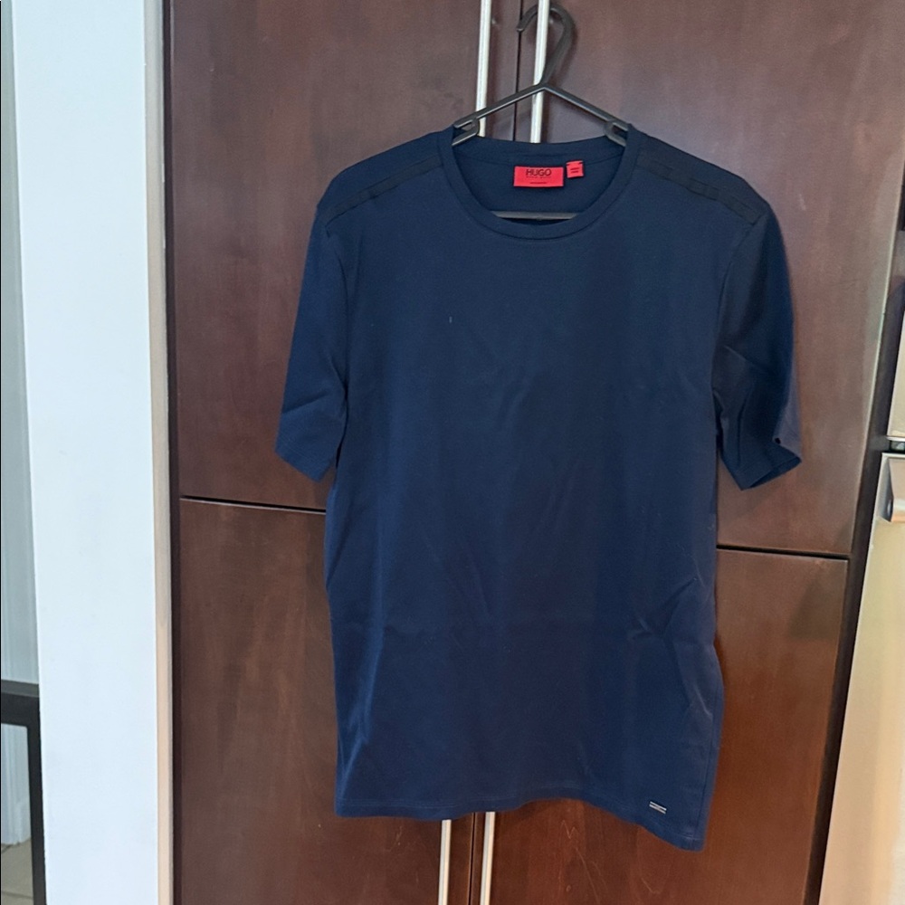 Hugo Hugo Boss Mercerized  navy blue crew neck top